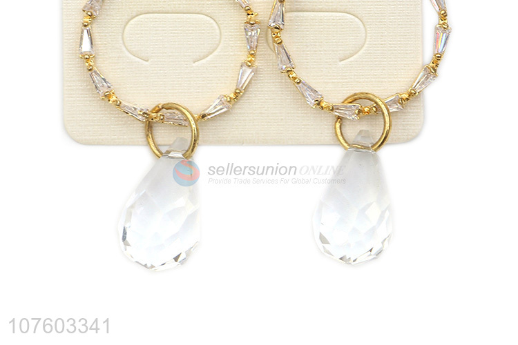 Good sale clear waterdrop bead earrings rhinestone hoop earrings