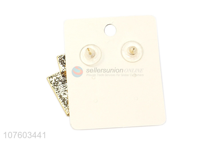 New products square alloy ear studs with hammered texture