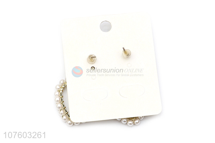 Factory direct sale fashion heart hoop earrings pearl alloy ear studs