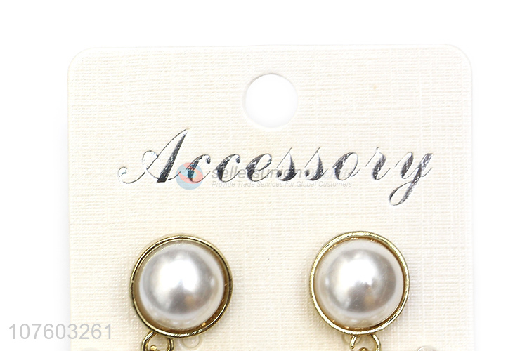 Factory direct sale fashion heart hoop earrings pearl alloy ear studs