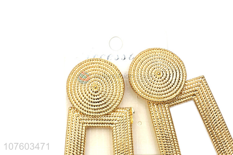 China manufacturer geometric alloy statement earrings ear studs