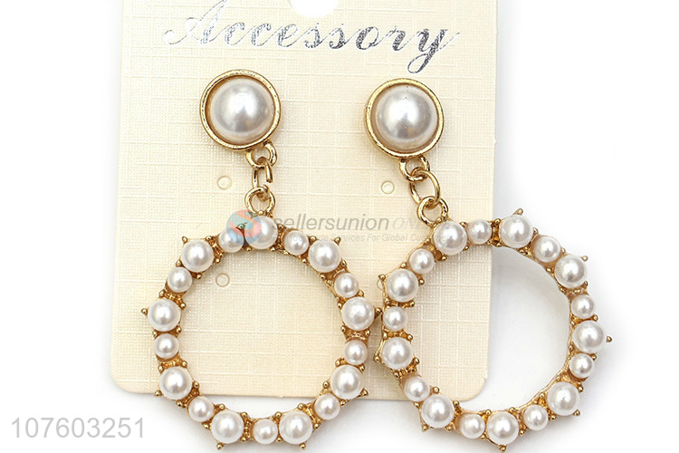 China manufacturer pearl alloy ear studs pearl jewelry for women