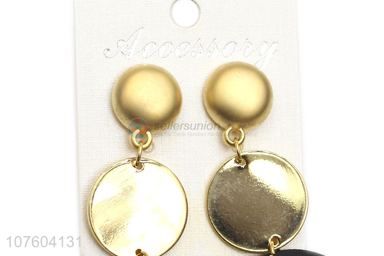 China manufacturer fashion disc drop earrings metal women earrings