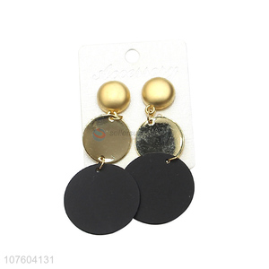 China manufacturer fashion disc drop earrings metal women earrings