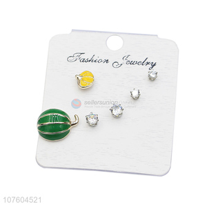 Factory price fashion pumpkin enamel alloy stud earring set for girls