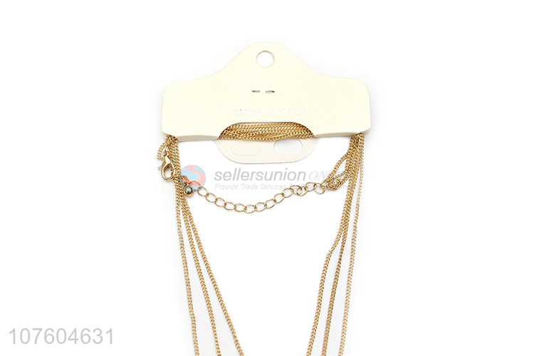 Low price 3 tier chain necklace choker circle ring pendant necklace