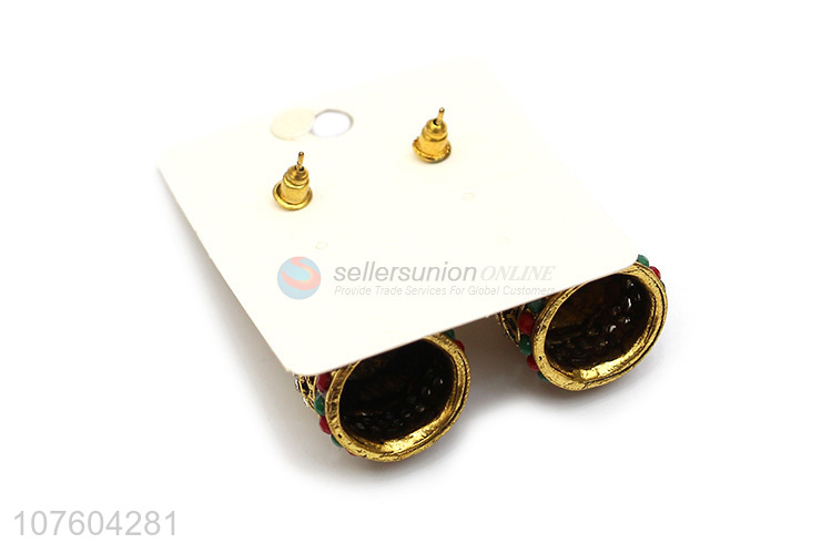 Factory price bohemian circle earring colorful beads alloy earrings