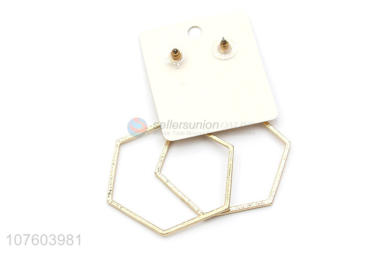 Fashion geometric alloy earrings hexagonal statement earrings