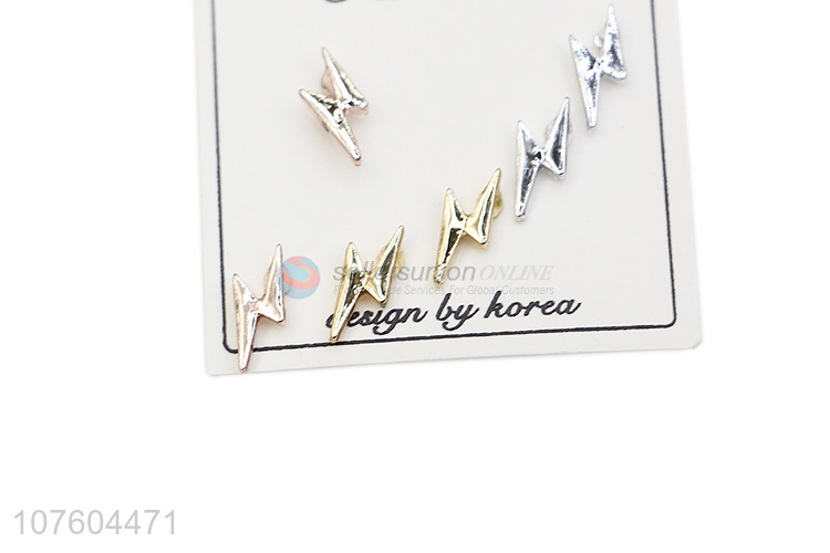 Latest design cool lightning alloy ear stud set metal stud earring set