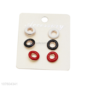 Best selling round enamel ear studs circle alloy stud earrings