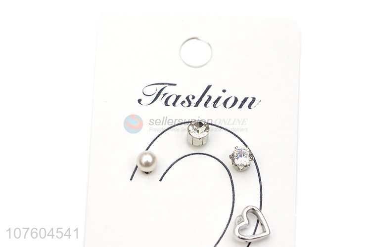 New arrival popular heart alloy ear stud set women metal stud earrings