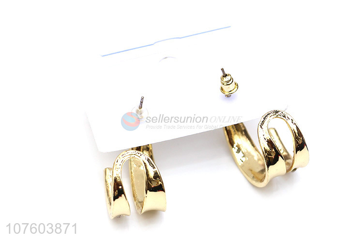 Hot sale diamond studded hoop earrings chunky alloy earring