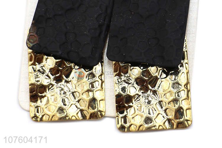 Latest arrival square alloy statement earrings with hammered texture