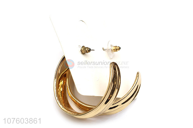 New arrival gold chunky hoop earrings women alloy earrings