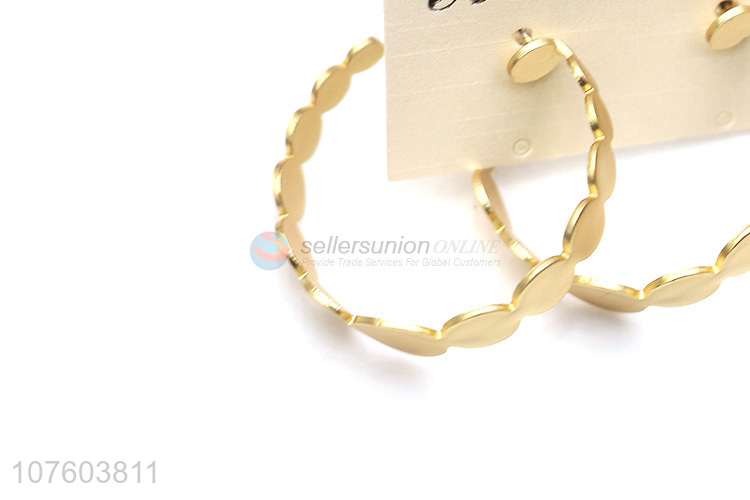 Most popular gold hoop earrings round circle alloy earrings