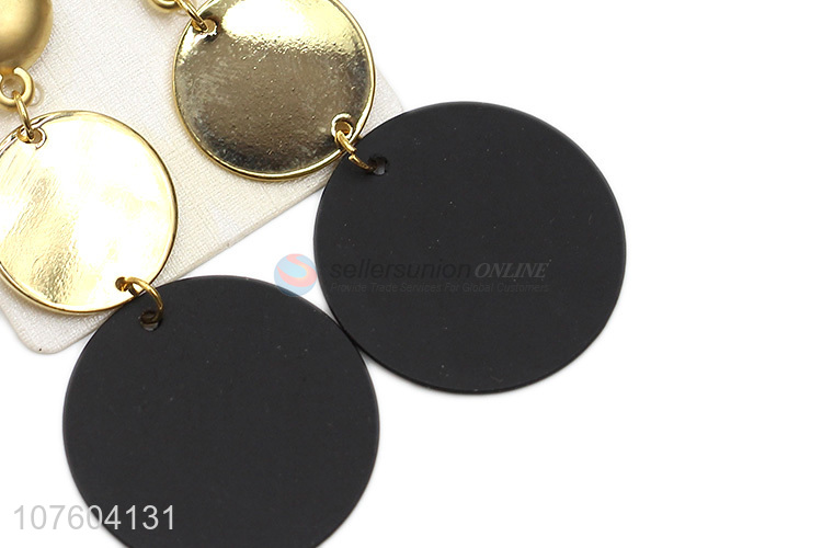 China manufacturer fashion disc drop earrings metal women earrings