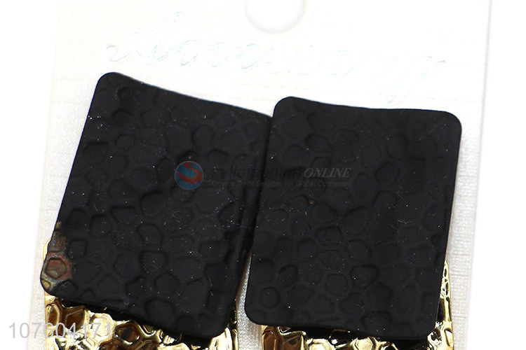 Latest arrival square alloy statement earrings with hammered texture