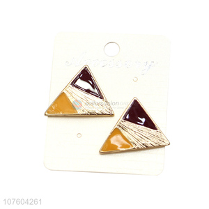 New design stylish triangular enamel alloy earrings geometric ear studs