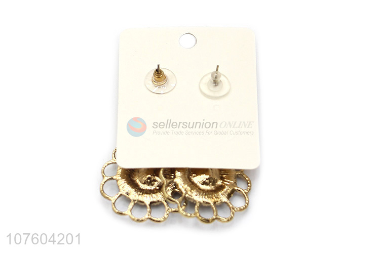 Fashion antique gold alloy pearl earrings metal statement earrings