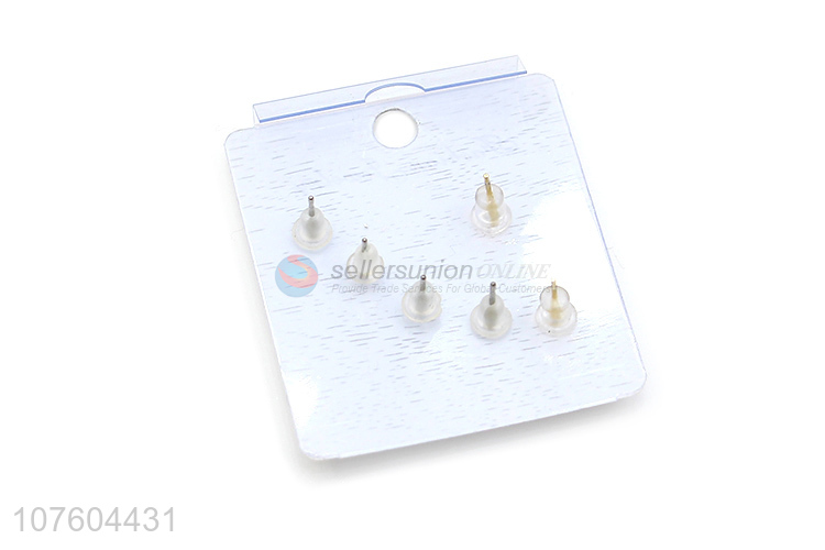 Yiwu factory fashion triangular gem earring set diamond ear stud set