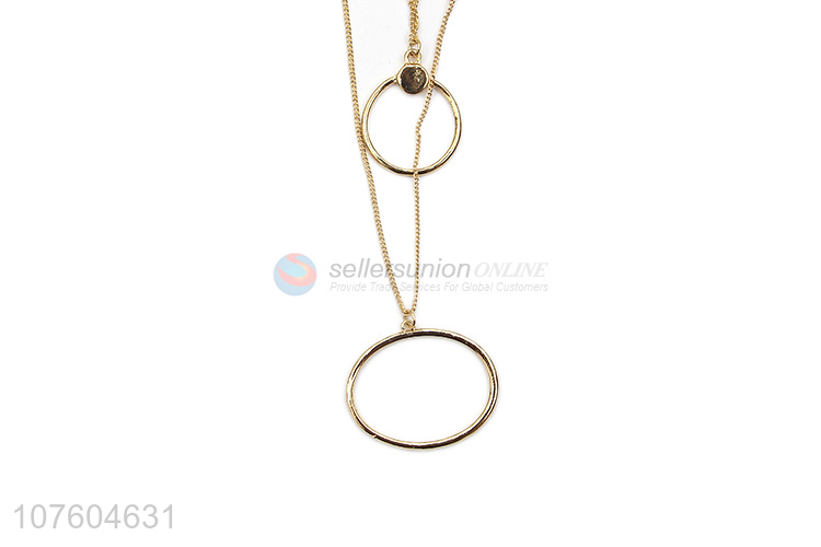 Low price 3 tier chain necklace choker circle ring pendant necklace