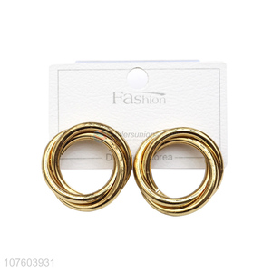 Wholesale round chunky alloy earrings women fashion jewelry