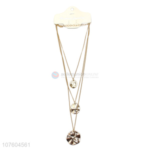 Wholesale popular 3 tier chain necklace fashion disc pendant necklace