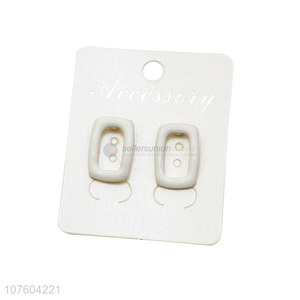 Good sale rectangular white enamel ear studs metal stud earrings