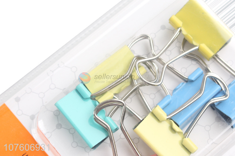 Fashion 7 Pieces Colorful Binder Clip Paper Clamps Set