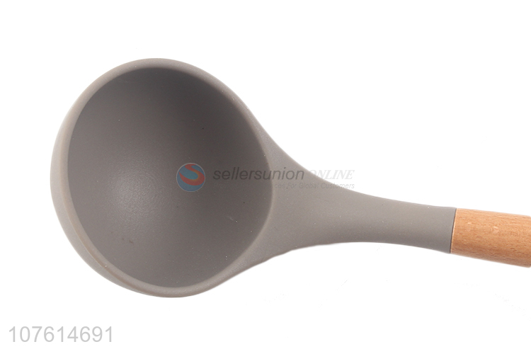 Hot selling wooden handle silicone soup ladle kitchen tools