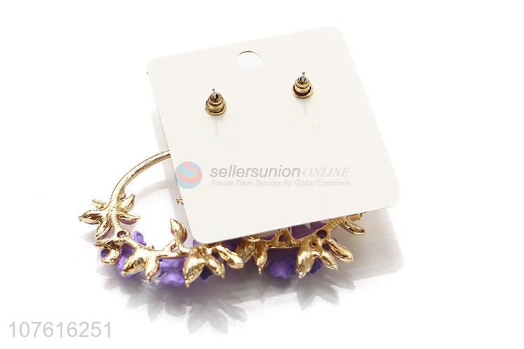 Europe Style Artificial Flower Alloy Stud Drop Earring