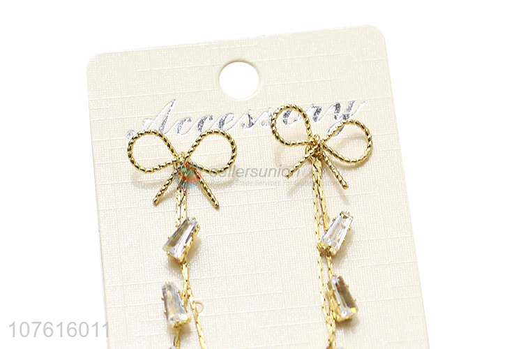 Elegant Bowknot Design Long Tassel Exaggerated Earring