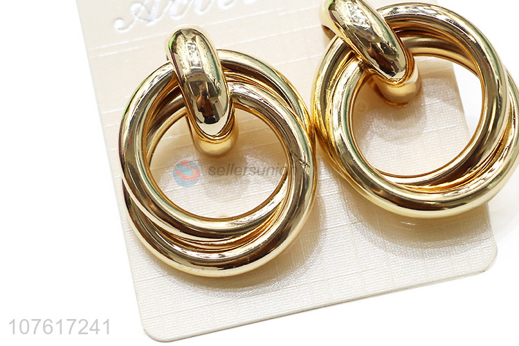 Hot Selling Fashion Stud Earring Metal Circular Ring Ear Stud