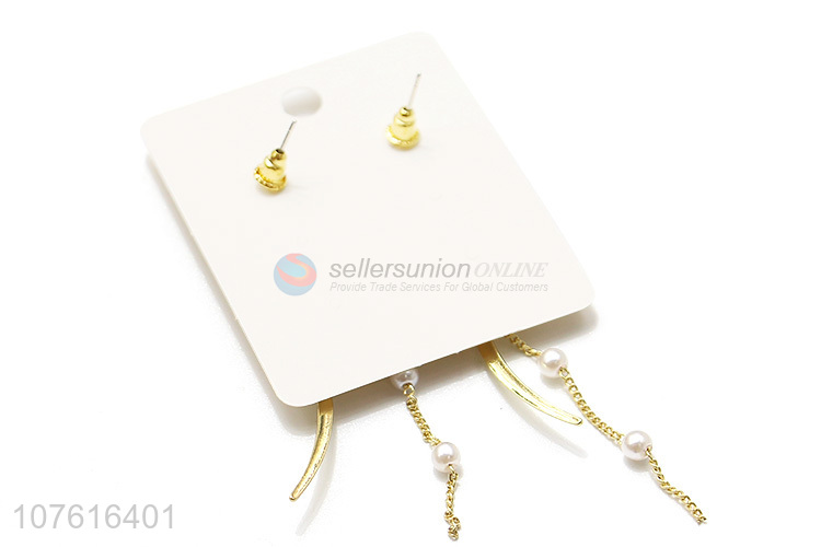 Latest Pearl Long Chain Earring Fashion Eardrop For Ladies