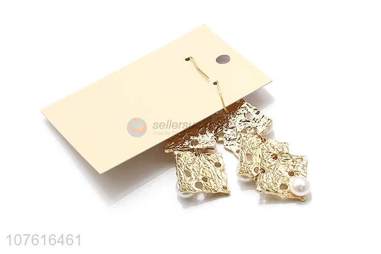 Best Selling Square Blocks Long Pendant Earring Fashion Accessories