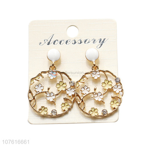 Newest Beautiful Flower Hollow Irregular Circle Stud Earring