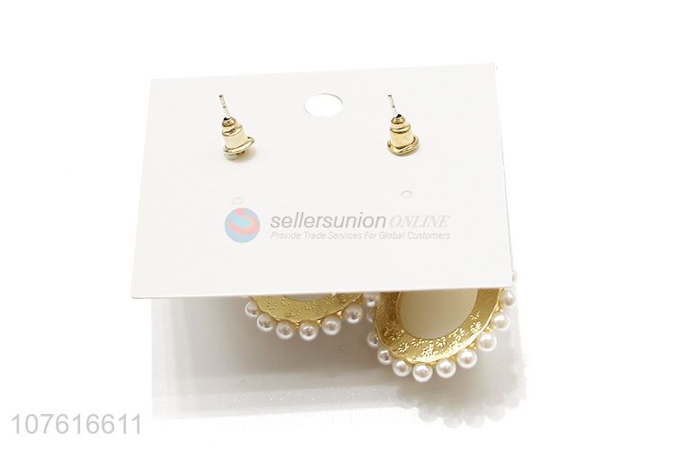 Hot Selling Pearl Pendant Alloy Stud Earring For Women