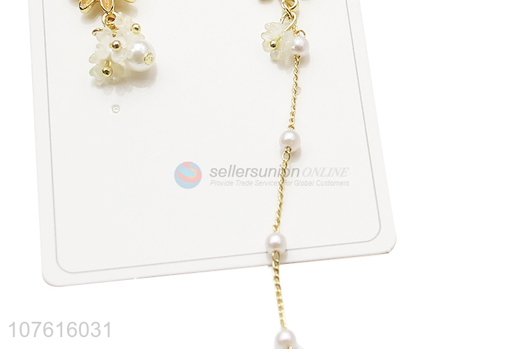 Custom Fashion Pearl Long Chain Ear Ring Ladies Jewelry