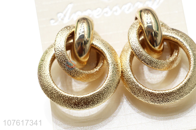 Best Sale Gold Two Circles Stud Earrings Fashion Accessories