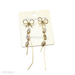 Elegant Bowknot Design Long Tassel Exaggerated Earring