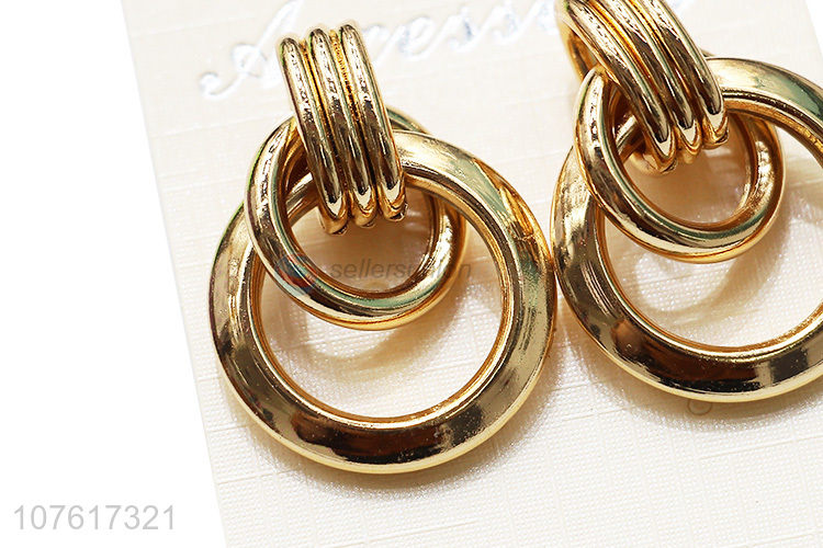 Good Sale Gold Circular Rings Stud Earring Fashion Accessories