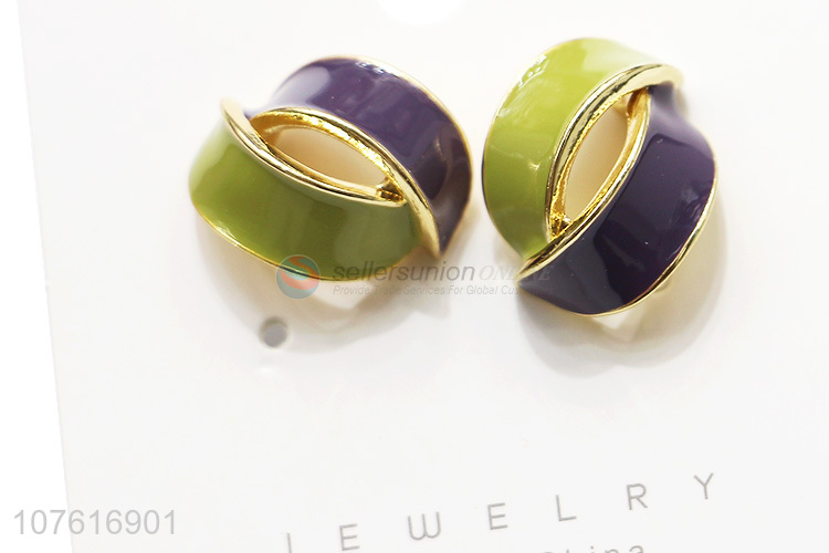 Best Sale Colorful Semiring Earring Alloy Ear Stud