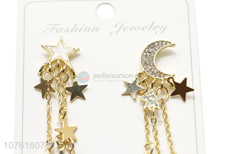 High Quality Star Moon Long Chain Tassel Earring For Girls