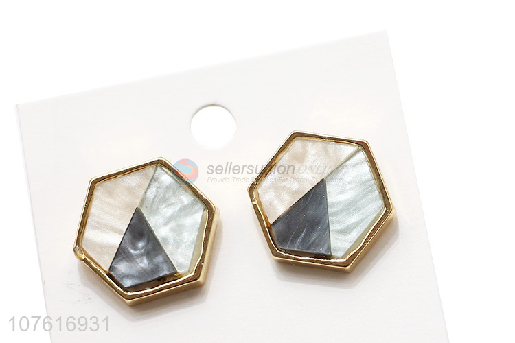 Hot Selling Hexagonal Stud Earrings Fashion Jewelry For Women