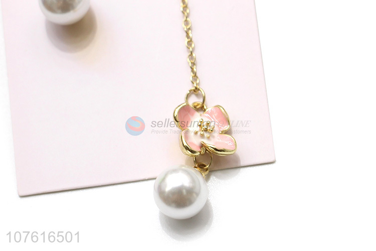 Hot Sale Beautiful Flower With Pearl Drop Earring