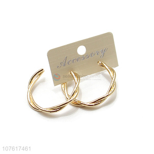 New Design Knotted Metal Loop Stud Earrings Hoop Earring