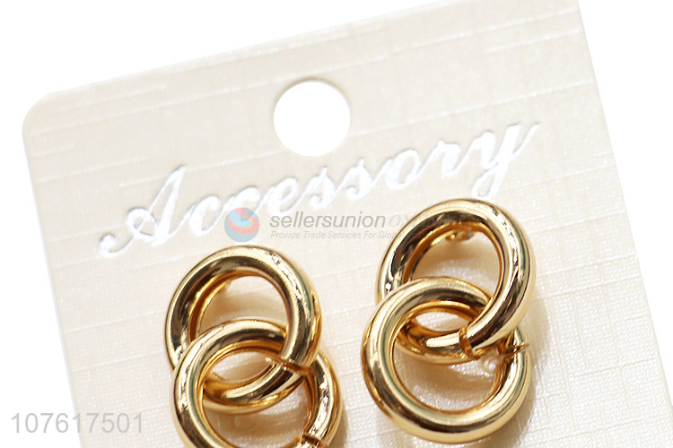 Fashion Gold Metal Rings Earring Popular Women Ear Stud