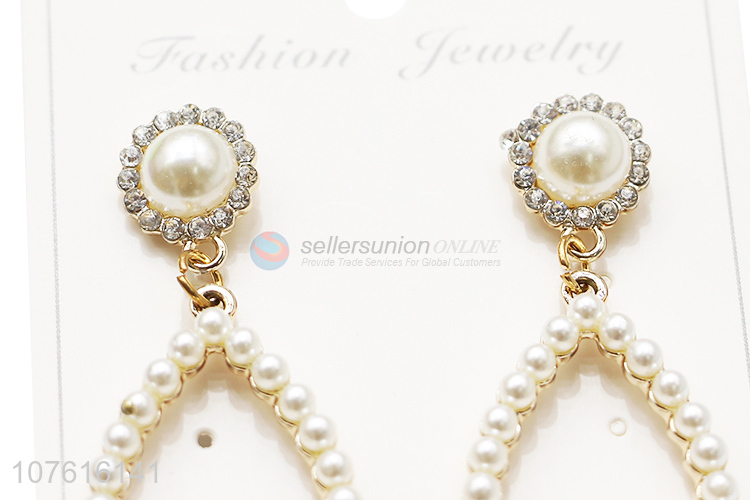 Fashion Design Ladies Pearl Earring Alloy Jewelry For Women