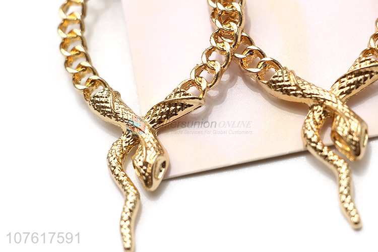 Custom Gold Simulation Snake Alloy Stud Earrings For Sale