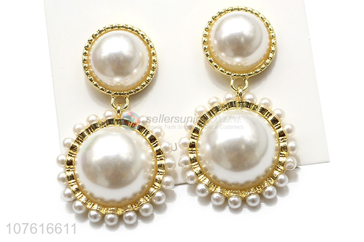 Hot Selling Pearl Pendant Alloy Stud Earring For Women